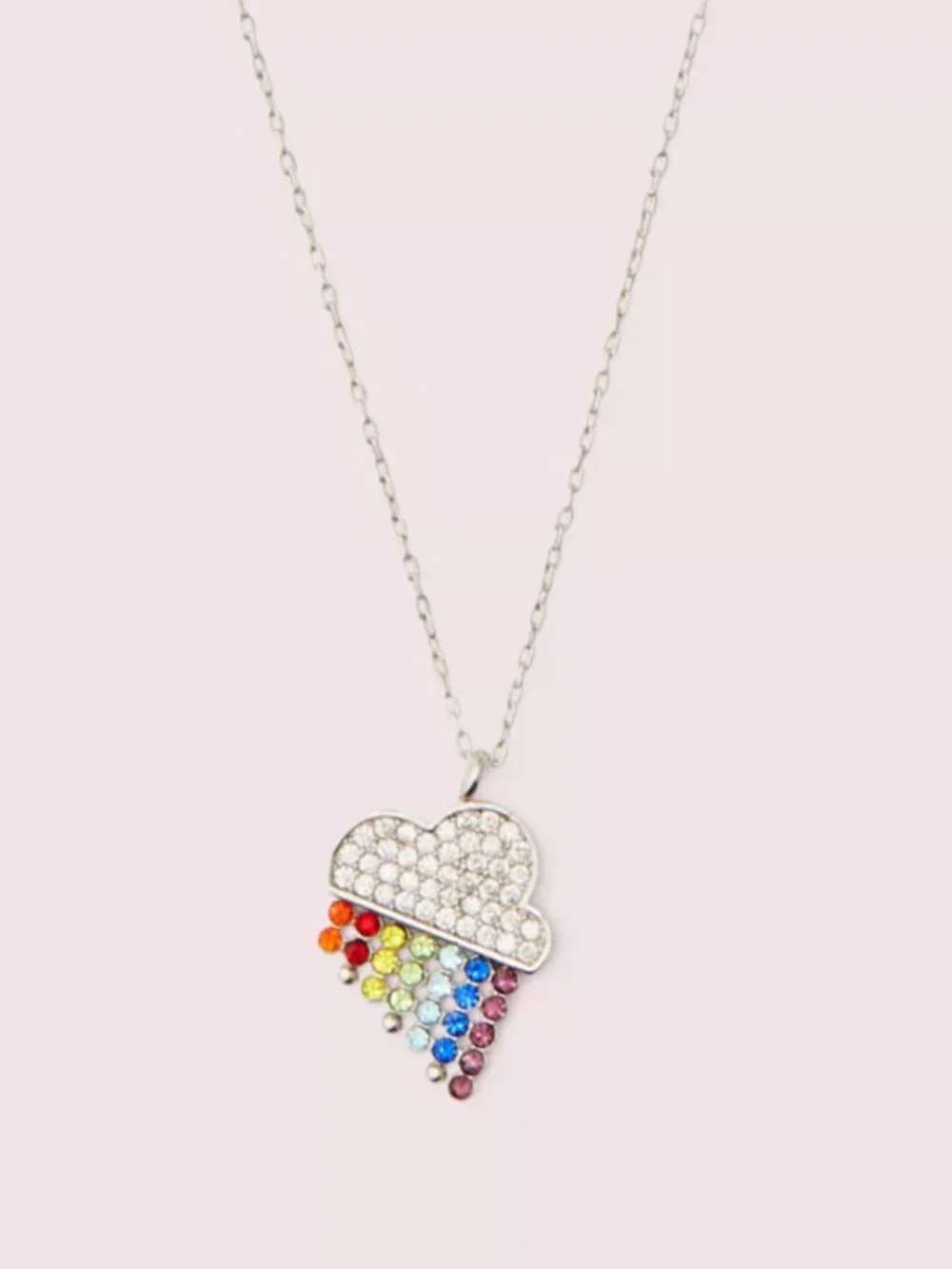Kate Spade Rainbow Cloud Pendant Necklace Silver Crystal Multicolor Necklace